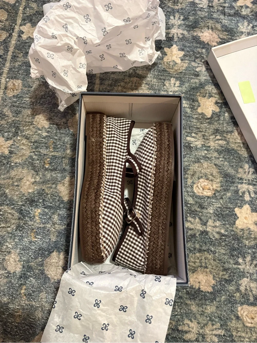 NEW Anthropologie Maeve Gingham Mary Jane Espadrille Flats Size 40